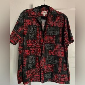 Red hilo Hattie tiki shirt
